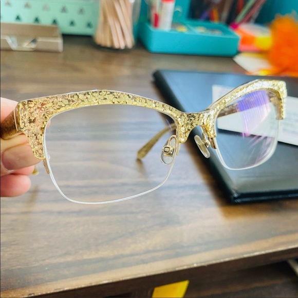 ISO Kate Spade Lyssa Gold Glitter Eyeglasses 0W51 51-17-135 - Picture 6 of 8